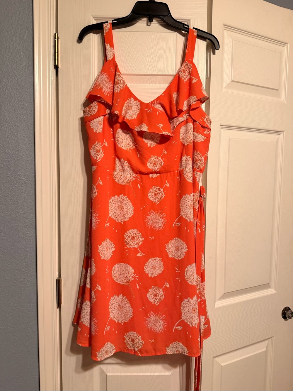 Collective Concepts Orange Floral Ruffle Strap Mini Dress